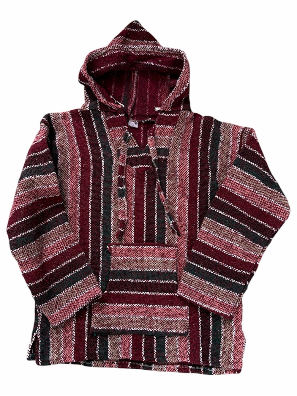 Striped Baja Hoodie in Burgundy and Black